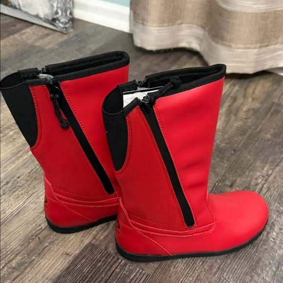 Vibrant Red Kids Boots with Side Zipper - Picture 5 of 9